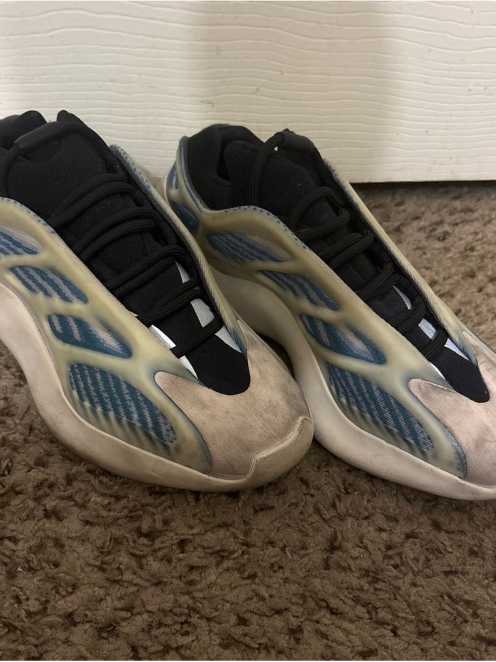 Yeezy Men's Black and Blue Wave Runner Sneakers